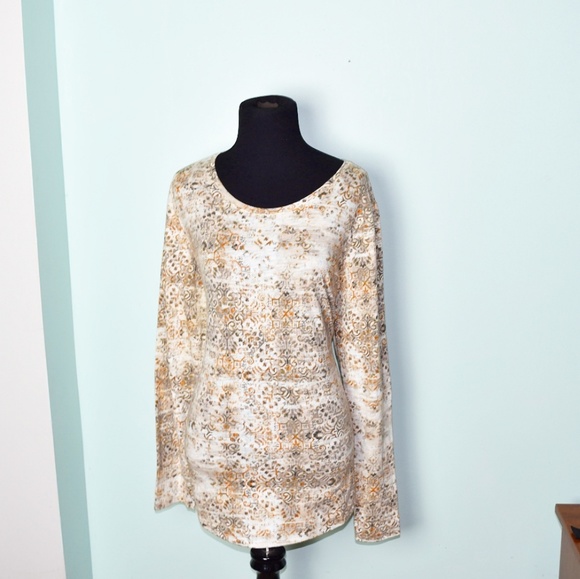 Tops - Beautiful Tan Print Printed Blouse